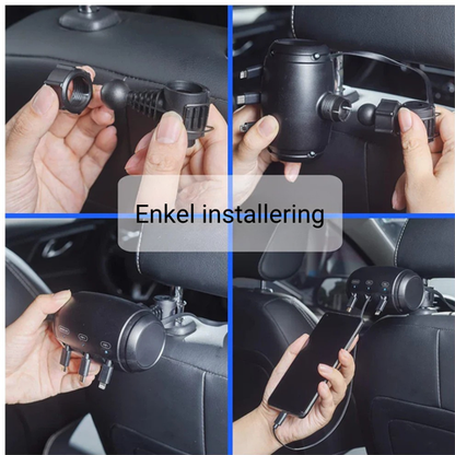 ACCORD - 3-i-1 indragbar laddstation för baksätet i bilen